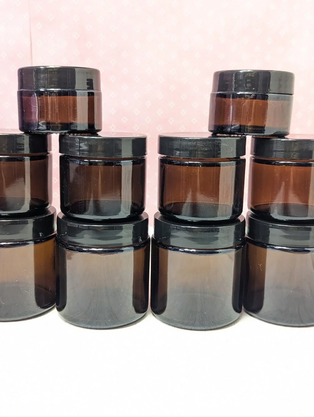 Amber Glass Jars Straight Sided cosmetics